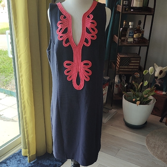 Lilly Pulitzer Navy Dress with Pink Accents - Picture 1 of 4
